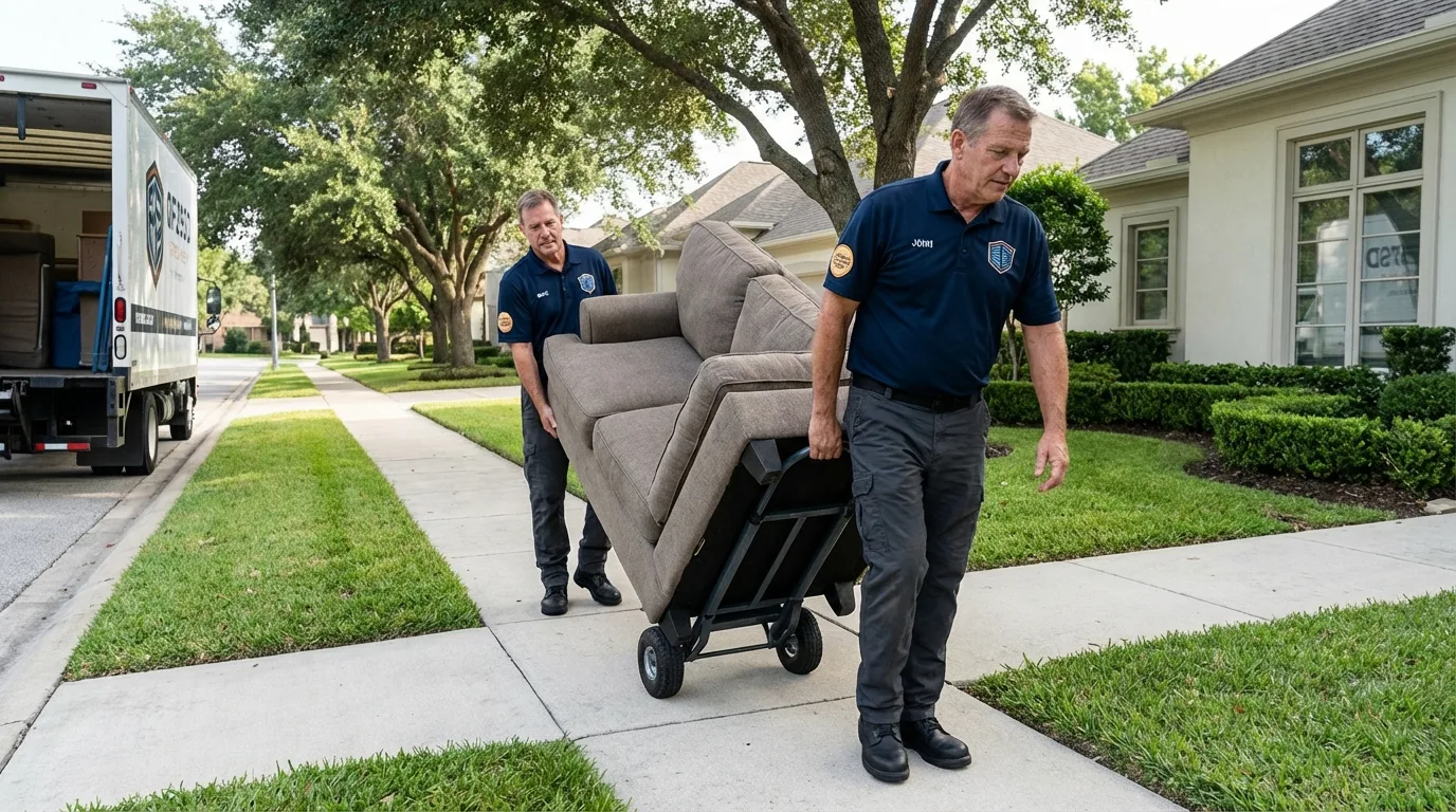 Local residential moving crew loading furniture in Towner, ND